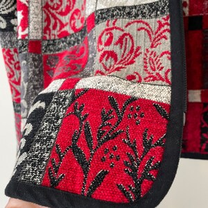 Blazer Vintage Red Black Patchwork Jacket Women image 6
