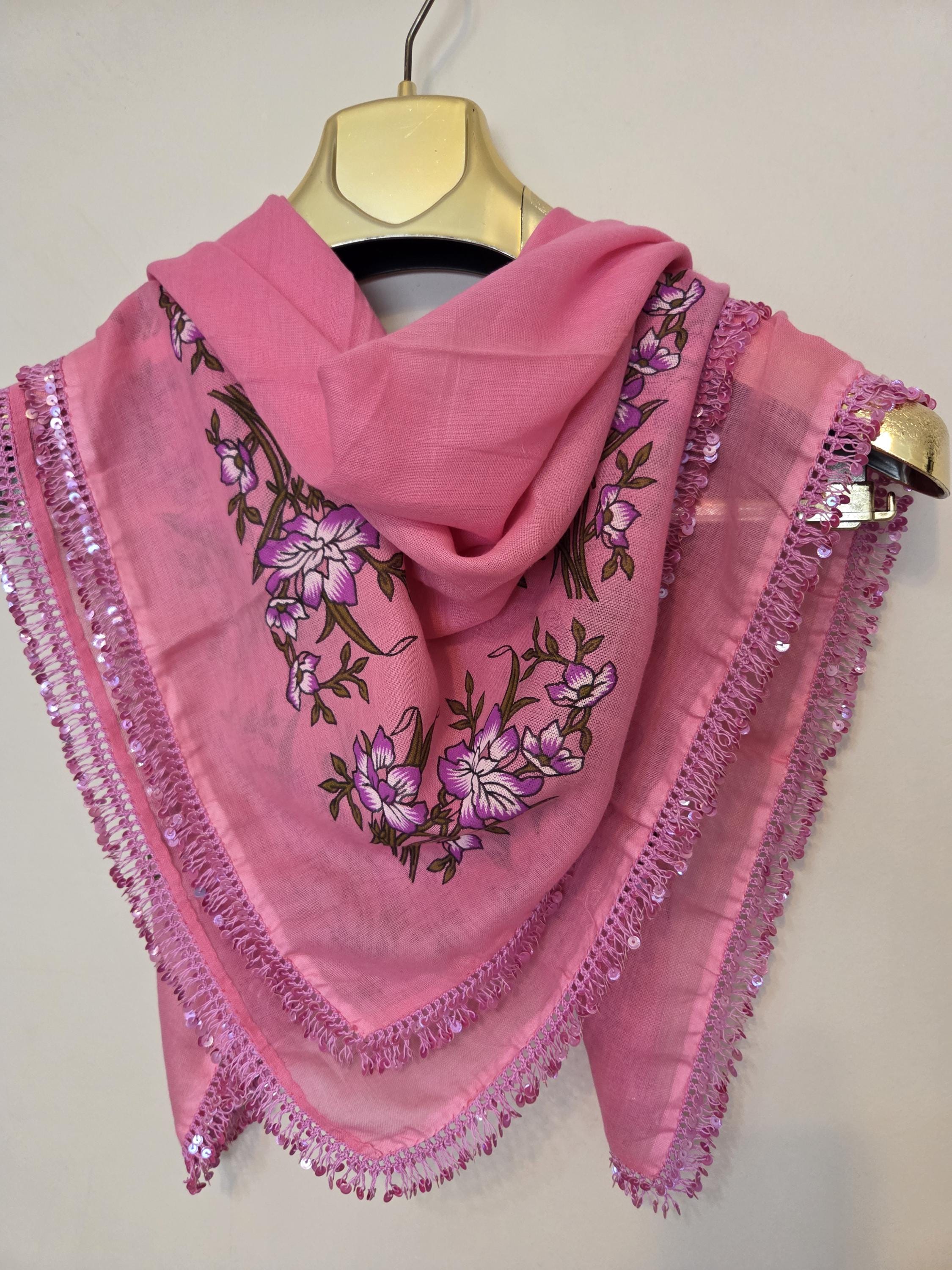 Pink Pullu Oya Scarf Yazma - Etsy
