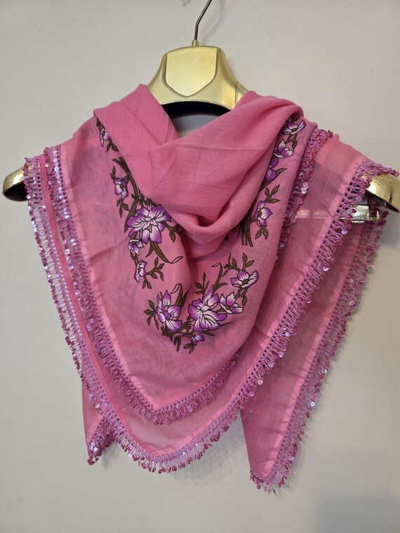 Pink Pullu Oya Scarf Yazma - Etsy