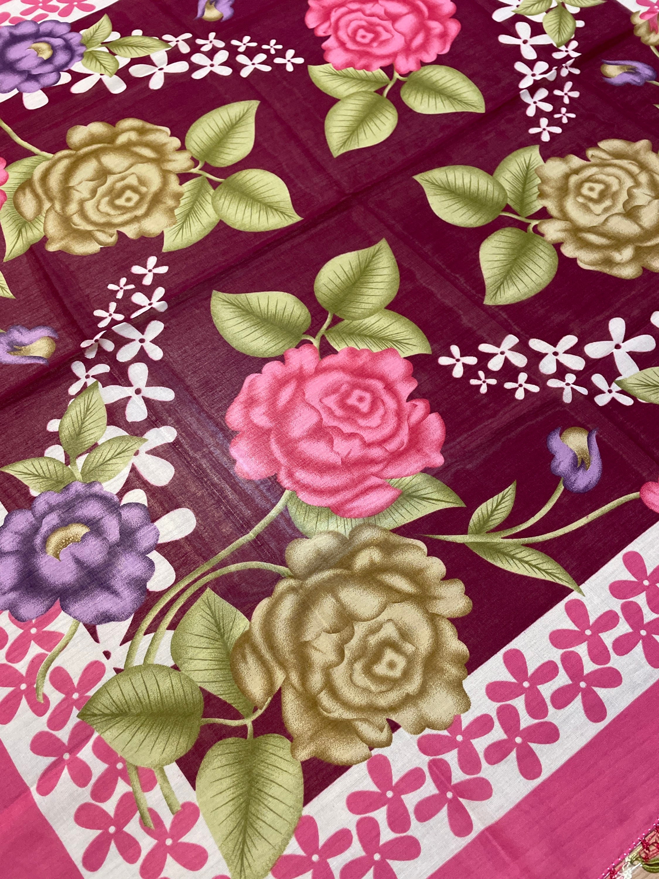 Pink Floral Pattern Oya Lace Scarf - Etsy