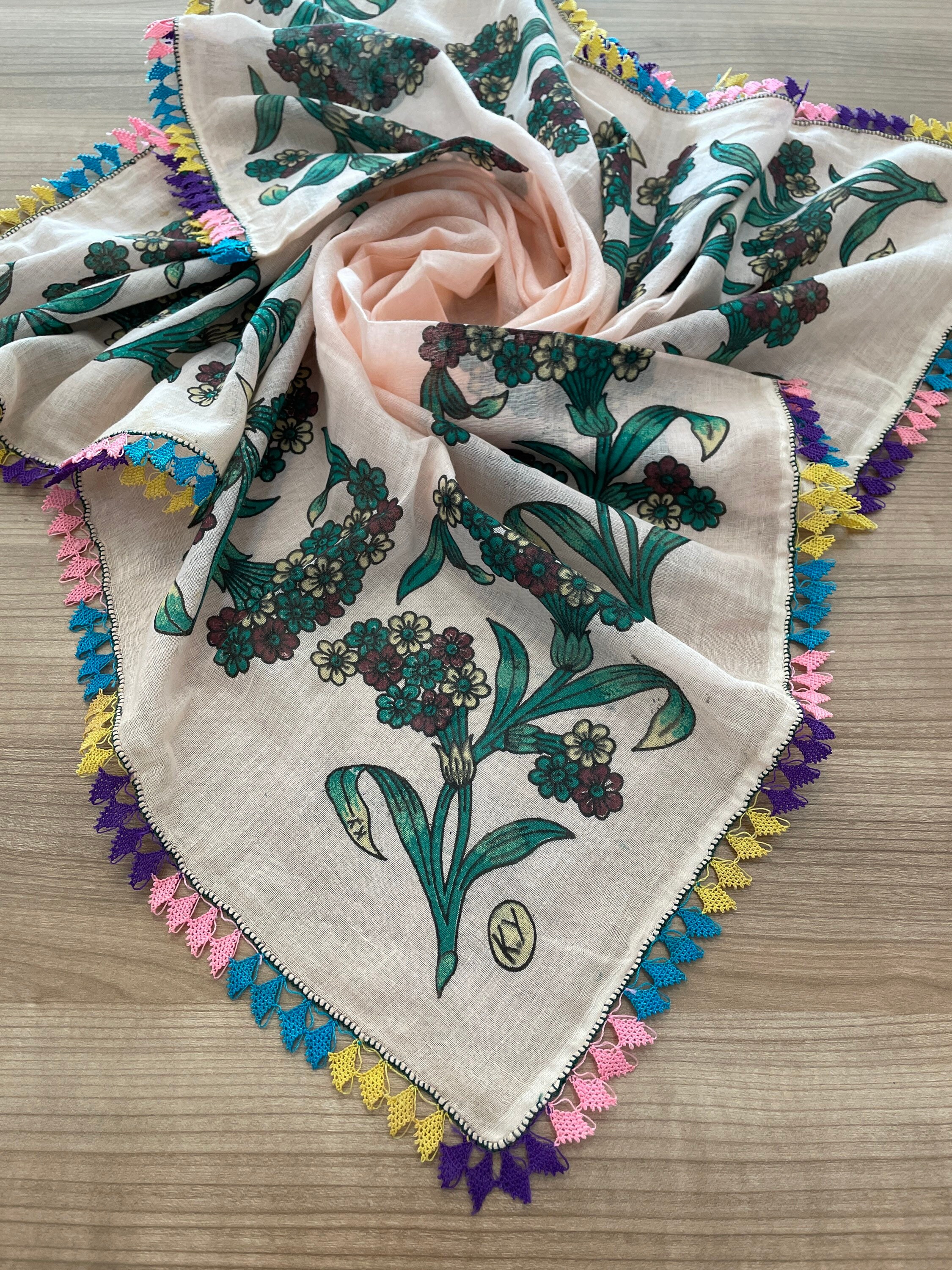 Colorful Needle Lace Turkish Oya Lace Scarf - Etsy