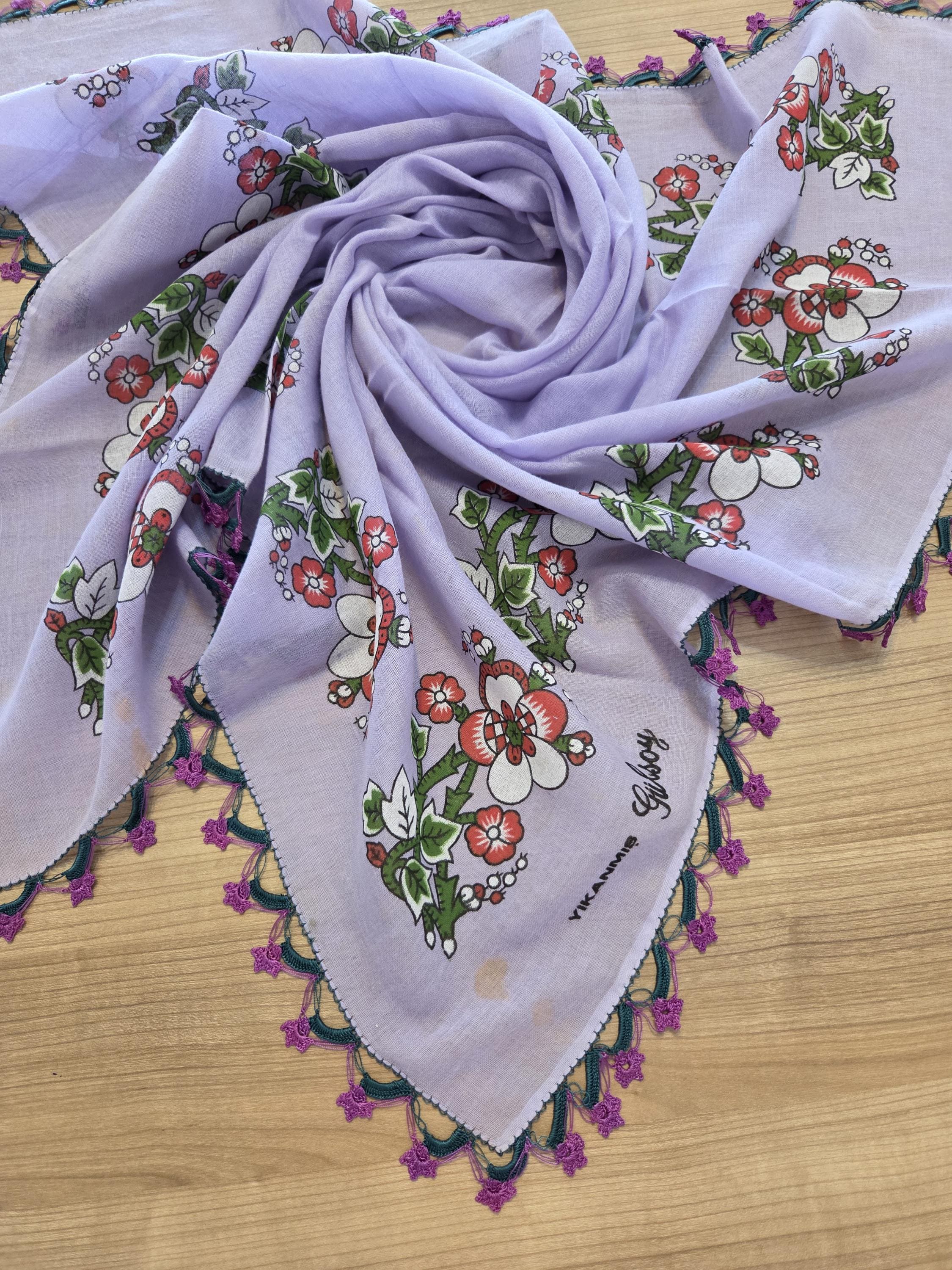 Vintage Lilac Cotton Hooded Lace Scarf - Etsy