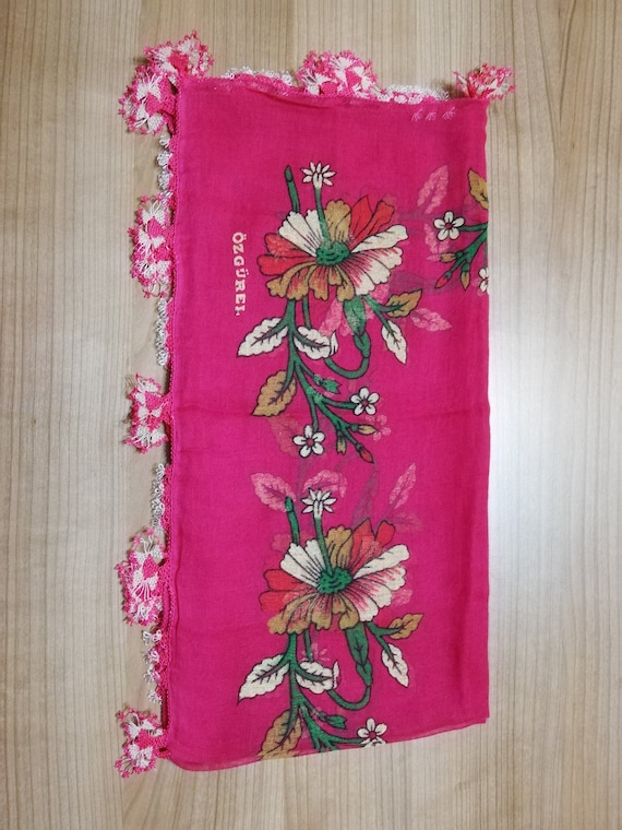 Gauze Pink Turkish Needle Lace Scarf Traditional Oya Yazma - Etsy