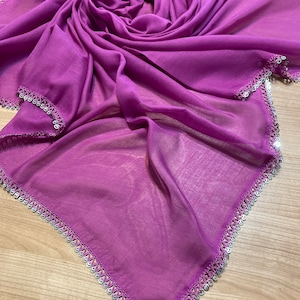 Purple Beaded Oya Lace Scarf