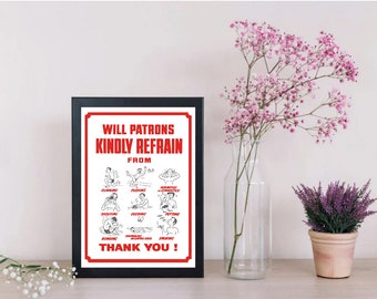 Vintage Retro Swimming Pool Sign Poster - for Bathroom, Poolhouse, Hot tub...