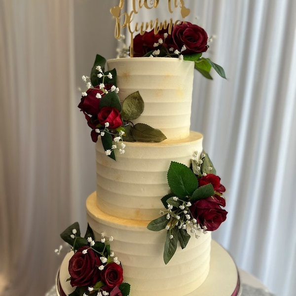 Luxury artificial custom  wedding cake roses, red rose cake flowers,