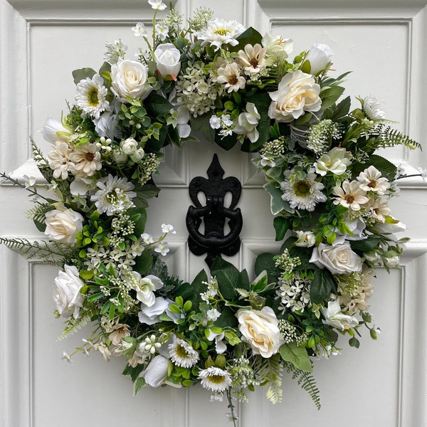 Extra large luxury white and green Year Round wreath