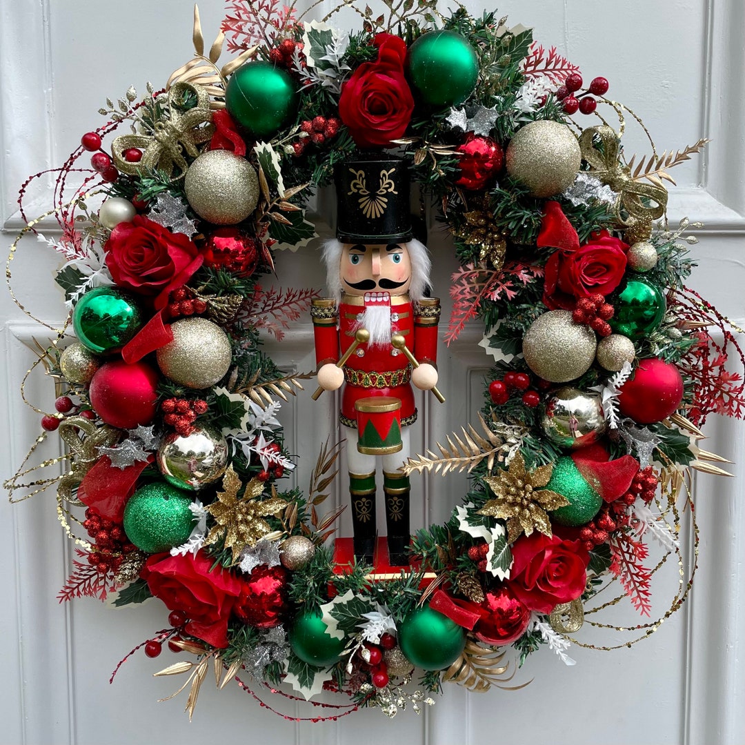 Large Luxury Nutcracker Christmas Wreath Etsy UK