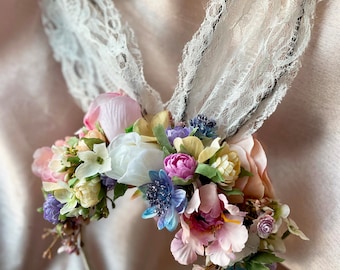 Easter bunny ears flower crown, Easter bonnet