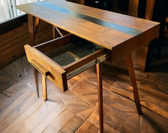 Black Walnut Desk with epoxy accents