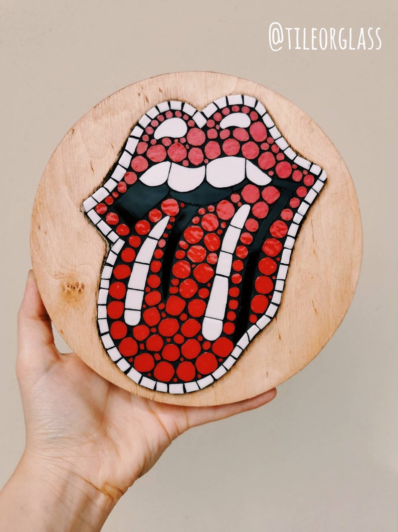 Handmade Rolling Stones Logo Mosaic on Plywood Etsy