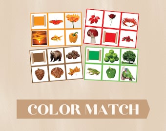 Montessori Color Tablets Matching Cards, Printable Color Cards, Colorful Montessori Nature PDF File