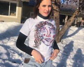 Hand painted face on white t shirt
