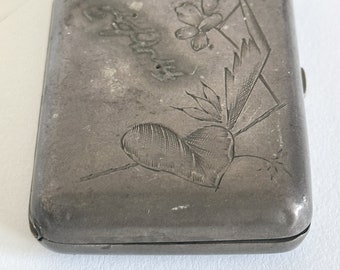 Oggetto da collezione portasigarette con tabacchiera in argento antico