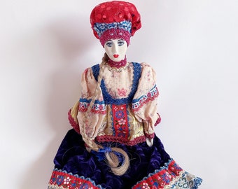 ヴィンテージ磁器製ロシア人形、19インチ民族ロシア人形、コレクター