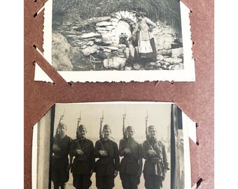Antikes griechisches Fotoalbum mit 39 Fotos Familie Militär Landschaften Sammlung, 1920- 40er Jahre