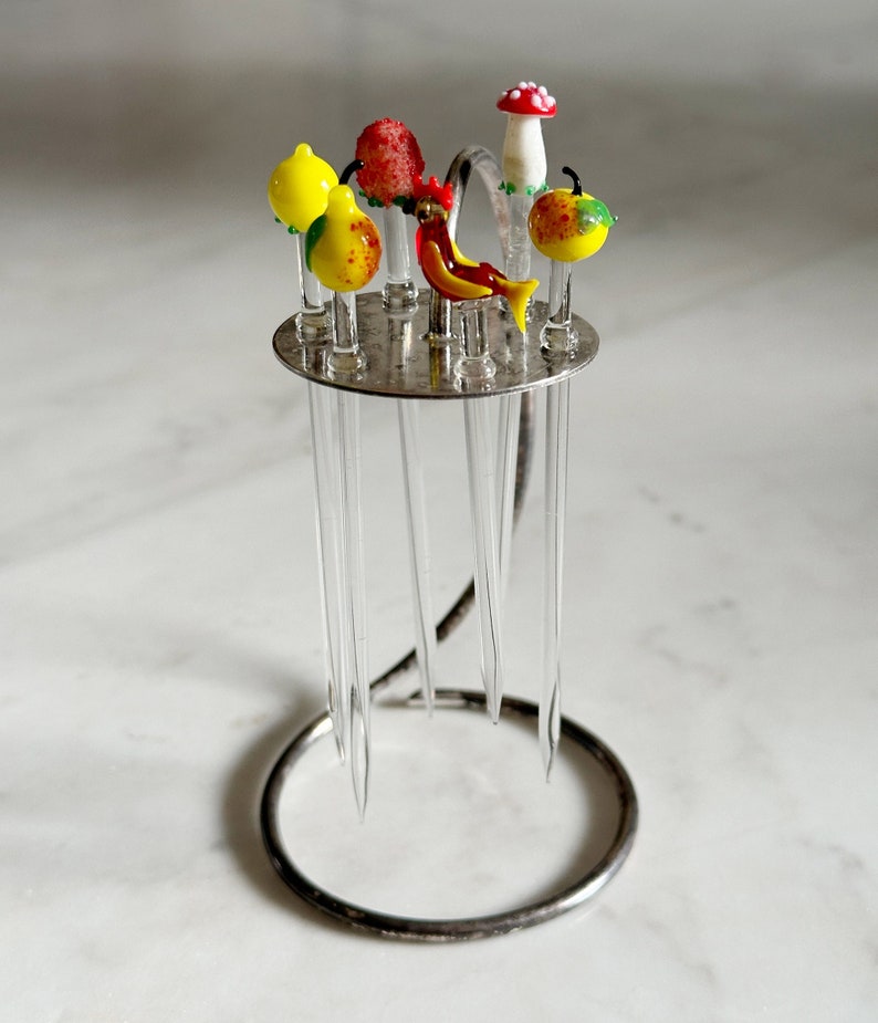 Vintage Glass Cocktail Swivel Sticks, Hand Made 1950s Germany Etsy