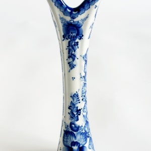 raro vaso in porcellana Gzhel con piano a petali, vintage anni '80 immagine 5