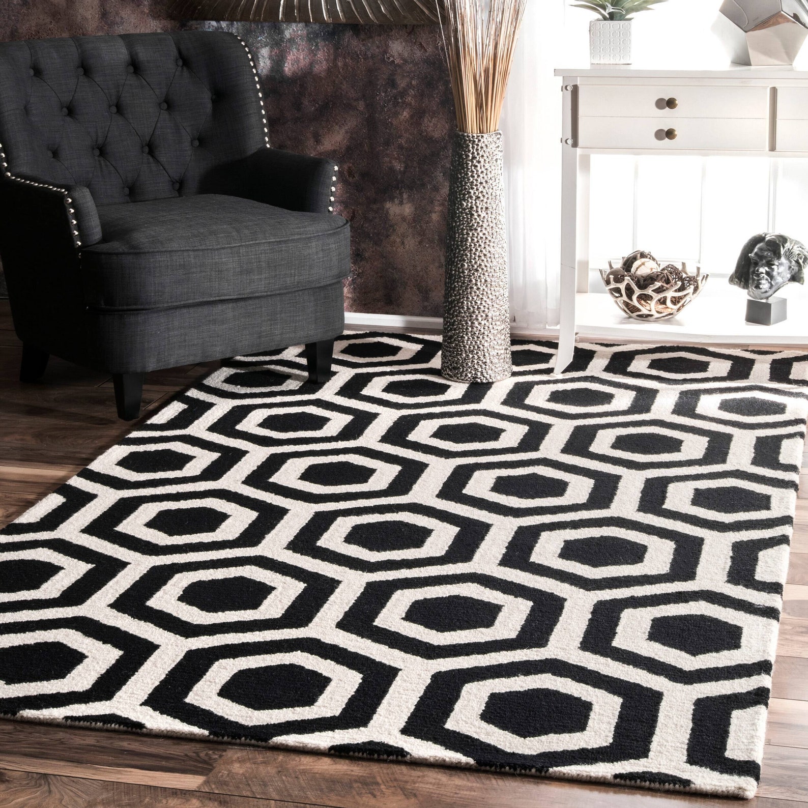 Black Rug With White at Howard Harris blog