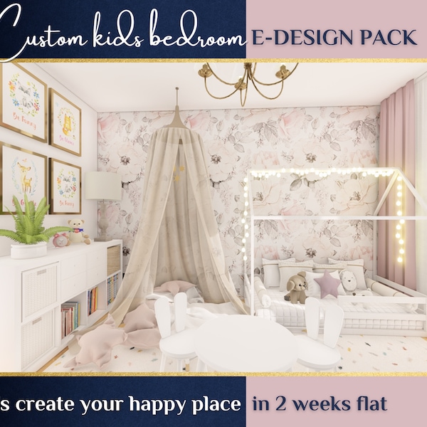 Custom Kids Bedroom Design, Online Interior Design, Virtual Interior Design, Nursery Design, 3D Renderings, Room Layout, Made to Order