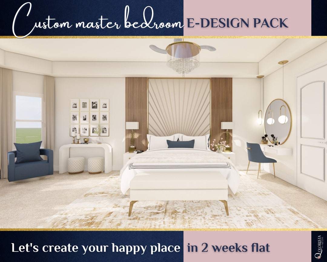 Custom Master Bedroom Design, Online Interior Design, Virtual Interior
