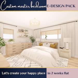 Custom Master Bedroom Design, Online Interior Design, Virtual Interior Design, 3D Renderings, Bedroom Layout, Made to Order Design