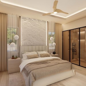 Custom Master Bedroom E-Design: Online Interior Design with 3D Renderings and Shopping List