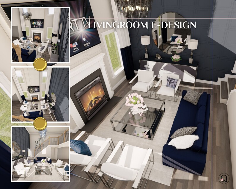 Custom Livingroom Design Online Interior Design Virtual Etsy