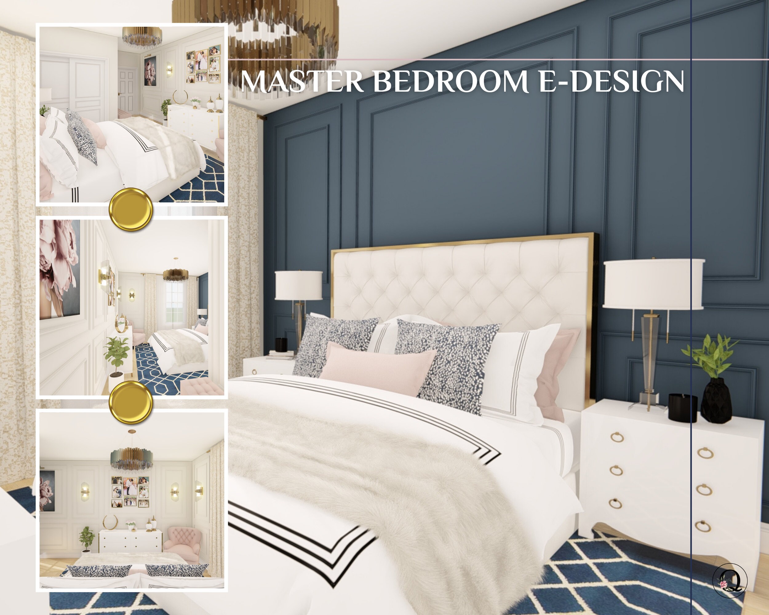 Custom Master Bedroom Design, Online Interior Design, Virtual Interior