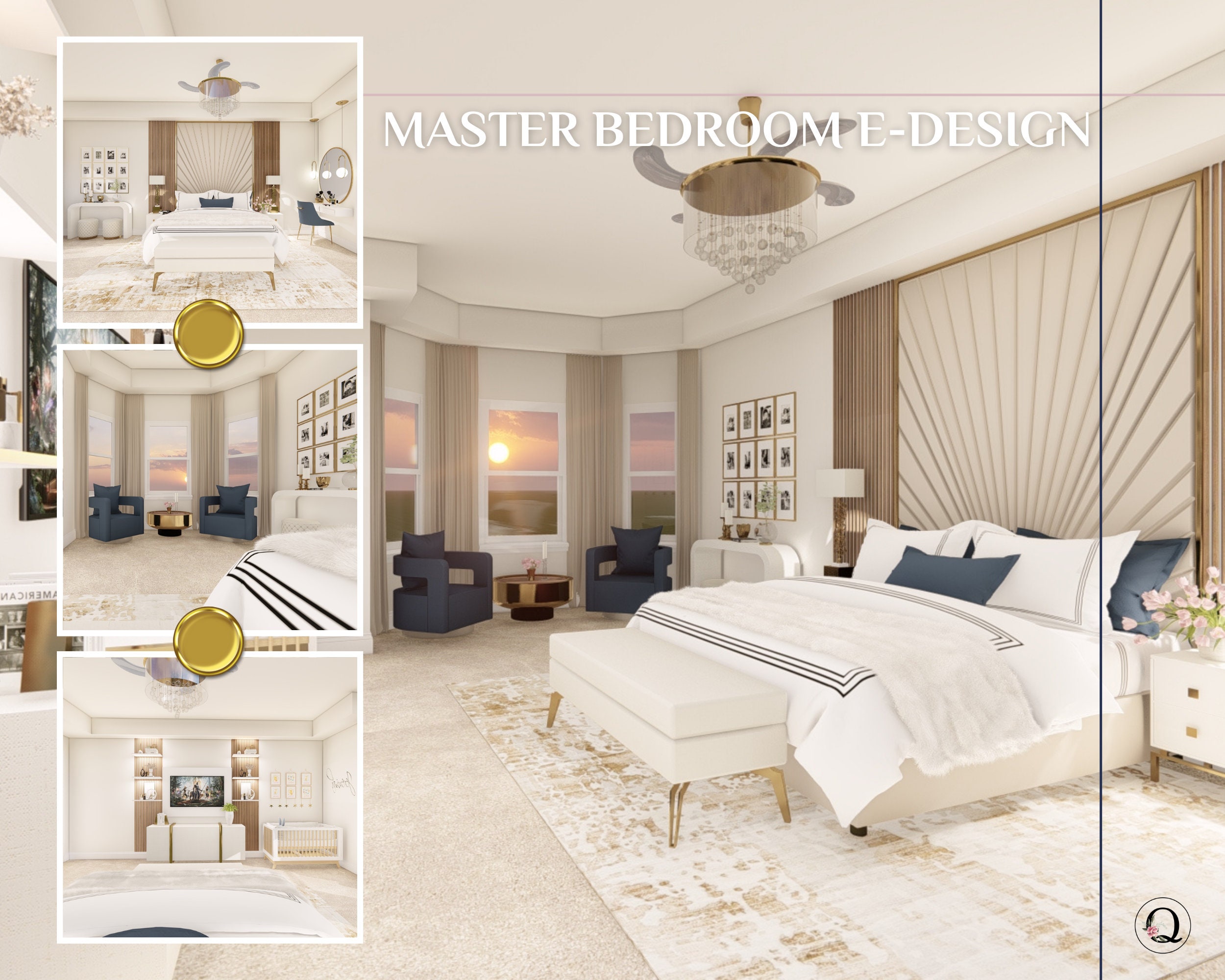 Custom Master Bedroom Design, Online Interior Design, Virtual Interior