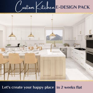 Custom Kitchen Design, Online Interior Design, Virtual Interior Design, Kitchen Design, 3D Renderings, Room Layout, Made to Order Design