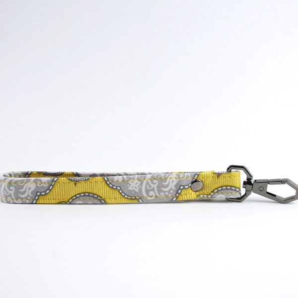 Replacement Yellow Gray Wrist Strap For Clutch Wristlet Purse Pouch, Mustard Yellow & Gray Wriststrap, Detachable wrist strap