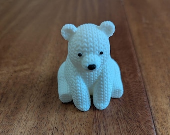 Knit Look Polar Bear – Whimsical Home Decor - 3D Printed