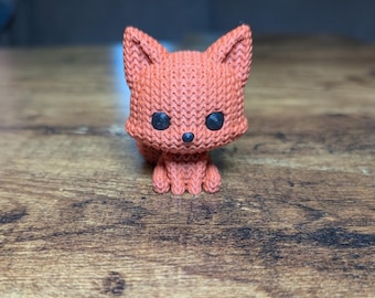 Knitted-Look Fox Figurine - Cozy Woodland Decor