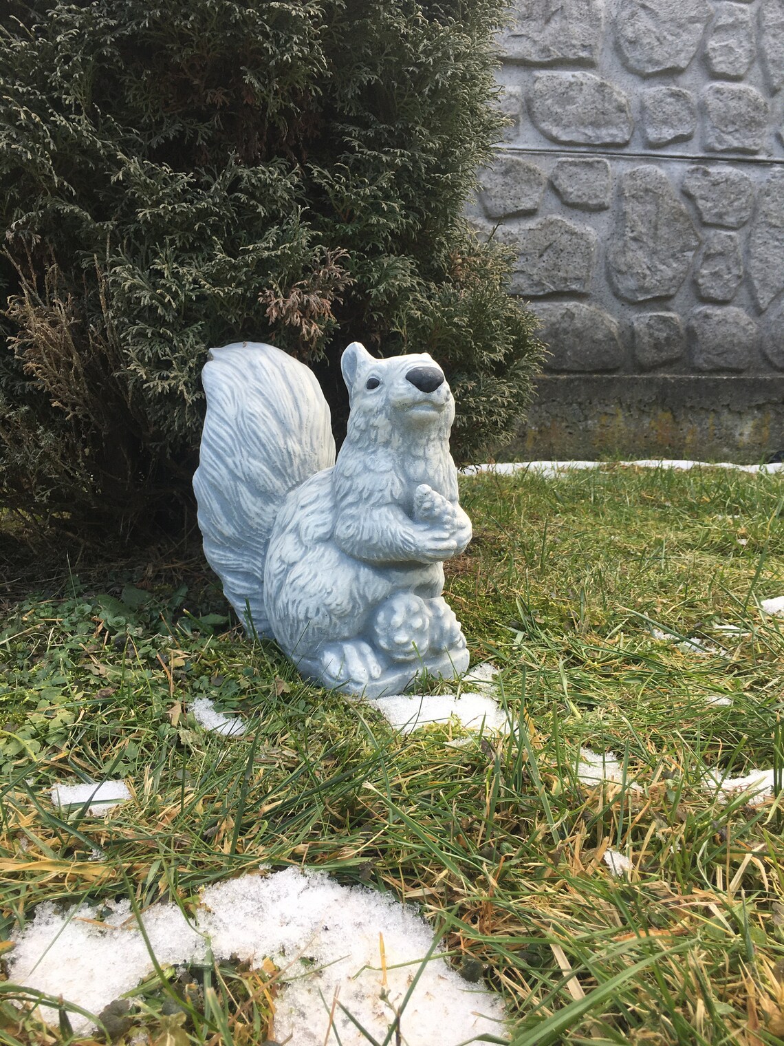 Grey Squirrel Statue Squirrel Concrete Sculpture Cute Etsy