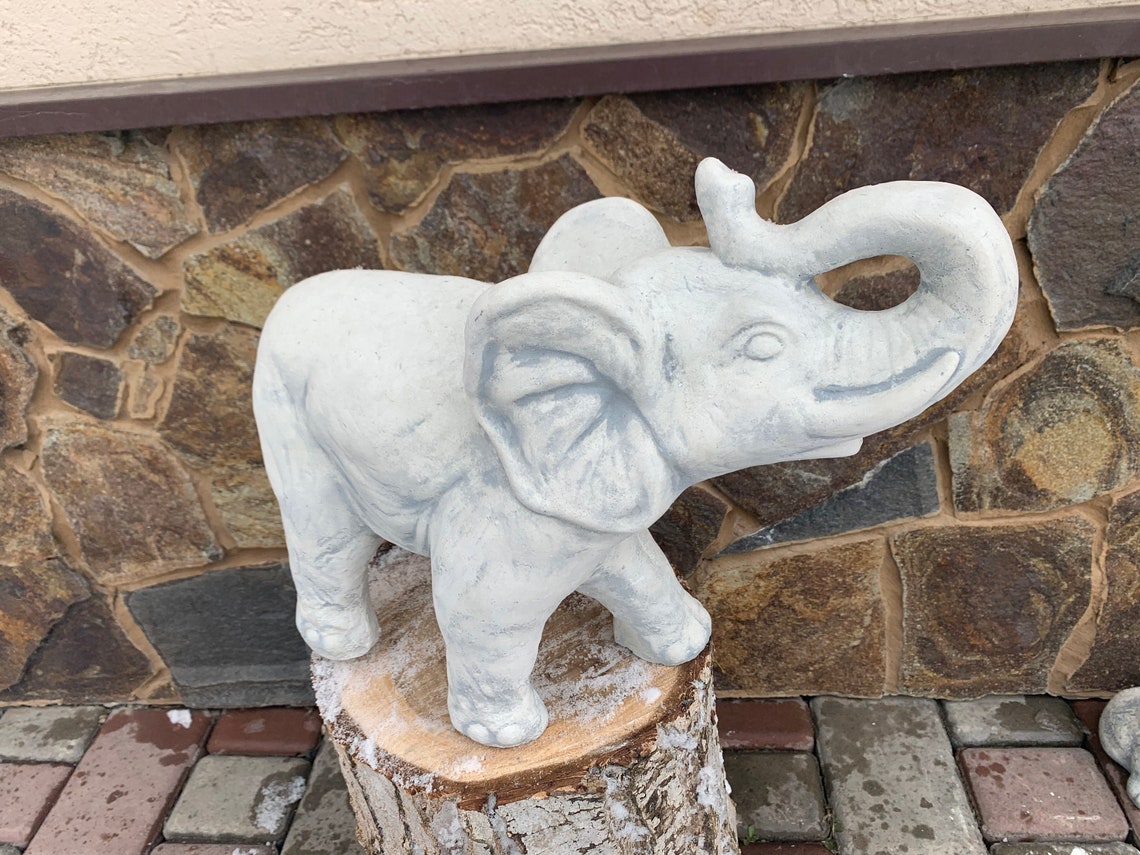 Concrete Statue Elephant Decor Cement ElephantElephant Etsy