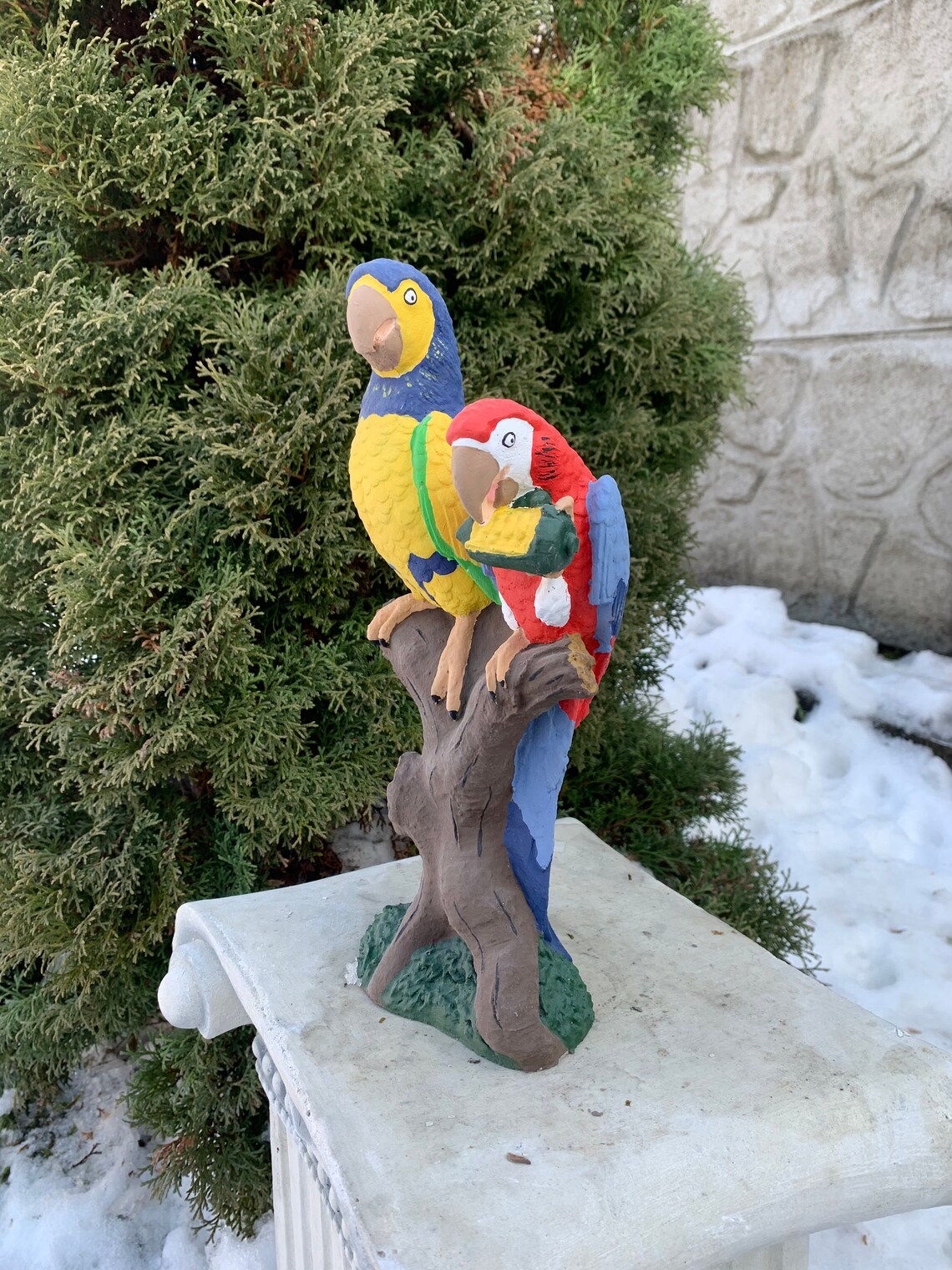 Concrete Parrot Parot StatueGarden Parrot Garden Animals Etsy