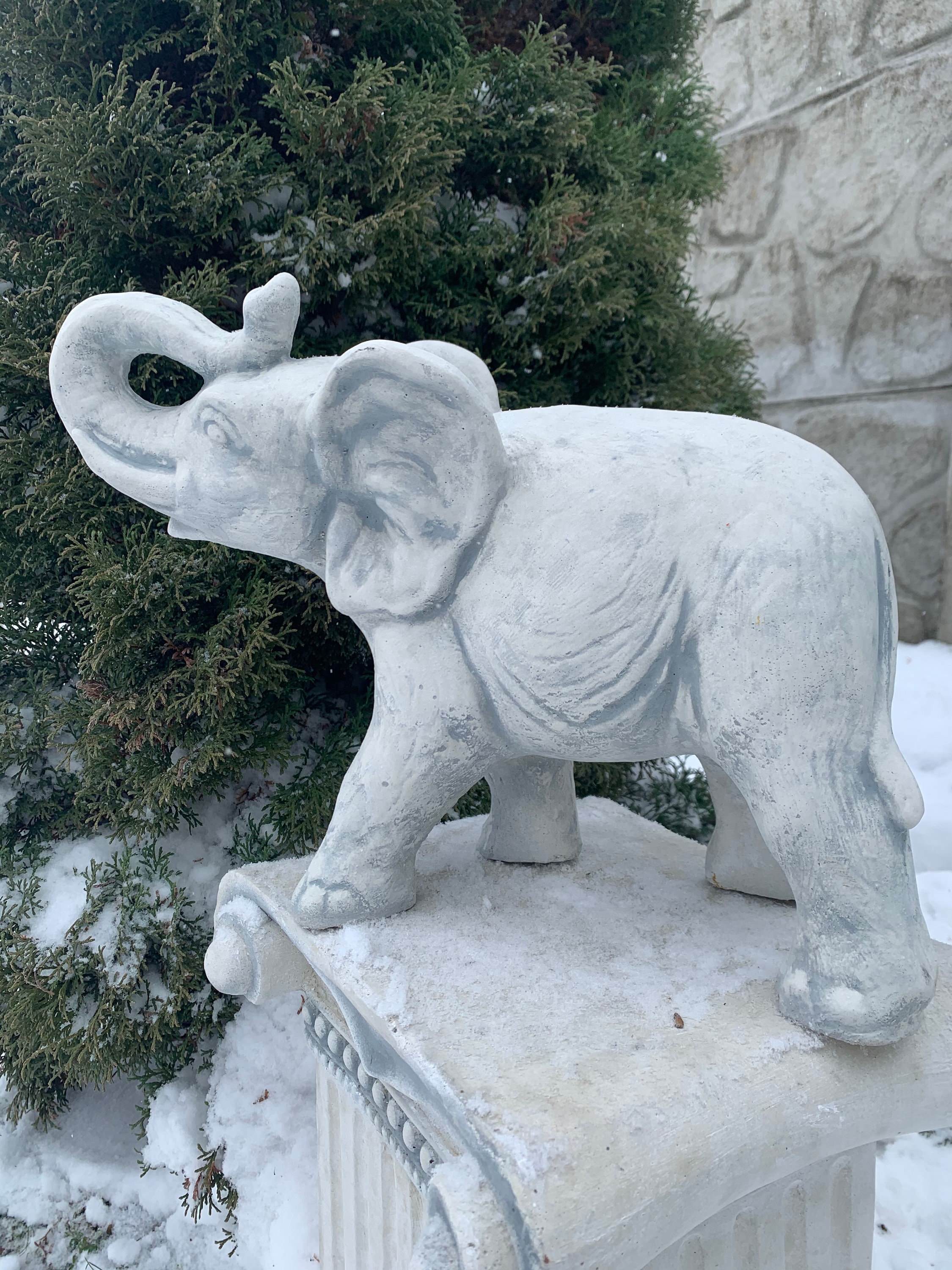 Concrete Statue Elephant Decor Cement ElephantElephant Etsy