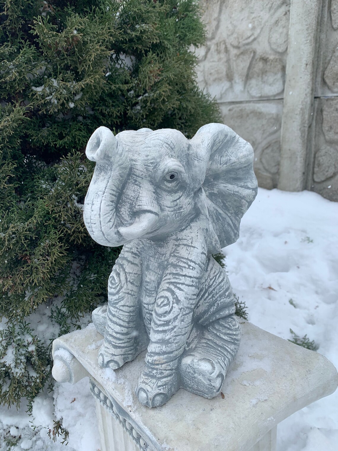 Concrete Statue Elephant Decor Cement ElephantSitting Etsy