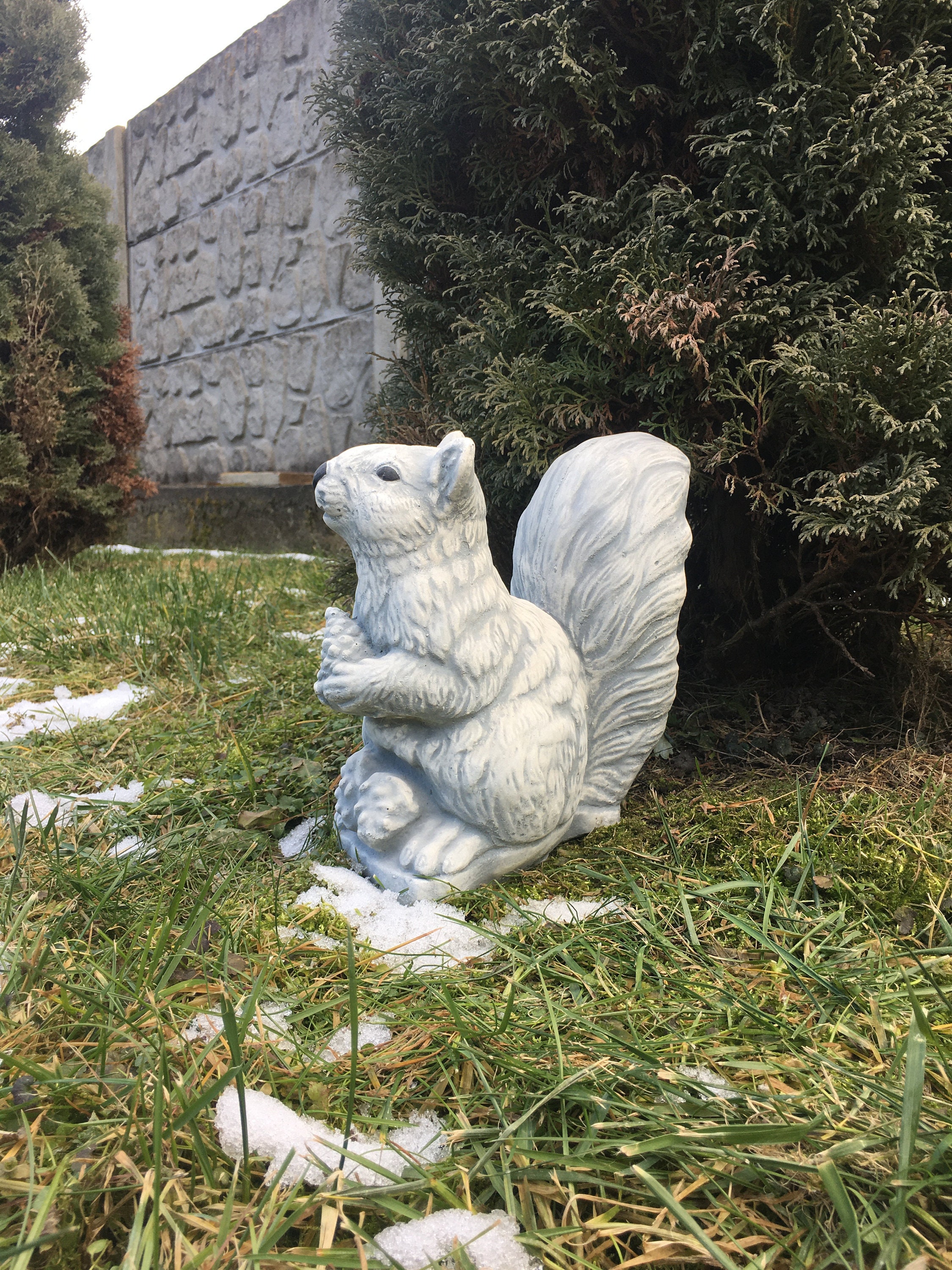 Grey Squirrel Statue Squirrel Concrete Sculpture Cute Etsy
