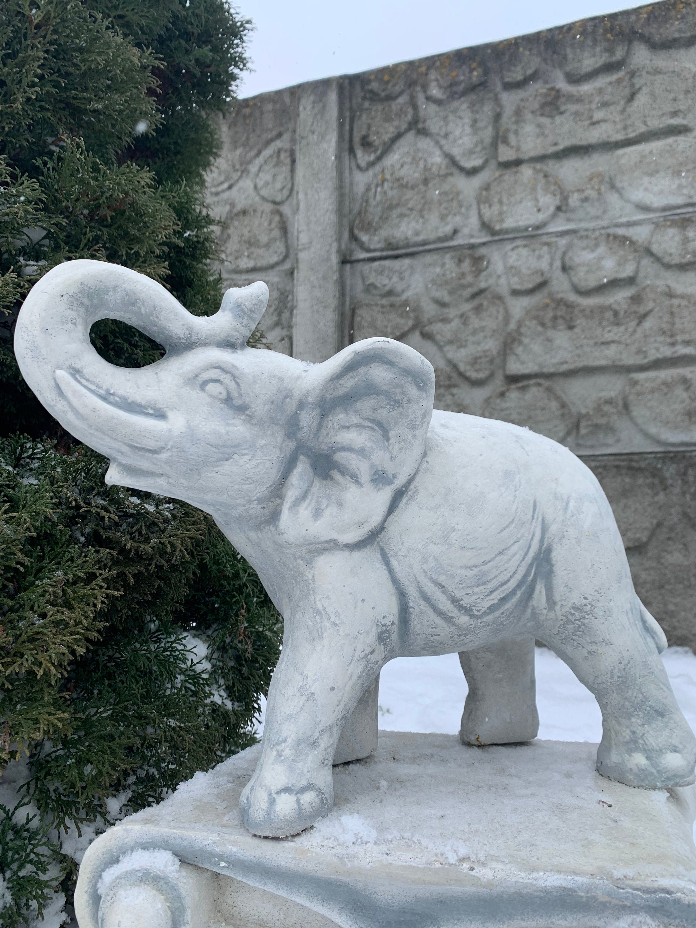 Concrete Statue Elephant Decor Cement ElephantElephant Etsy