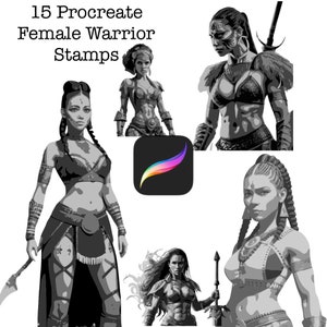 15 Procreate Female Warrior Stamps