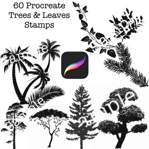 60 Procreate Trees & Leaves Stempel
