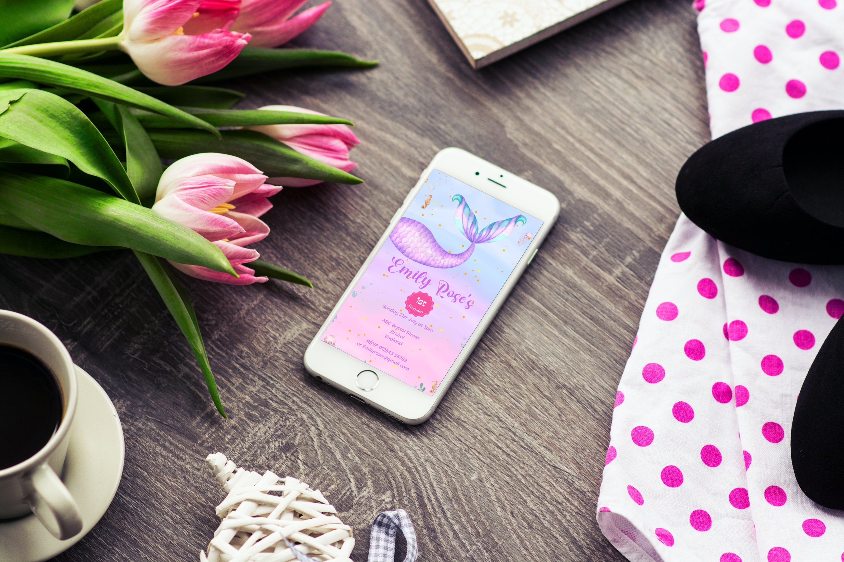 Mermaid Electronic Invitation Editable Mermaid Phone Etsy Australia