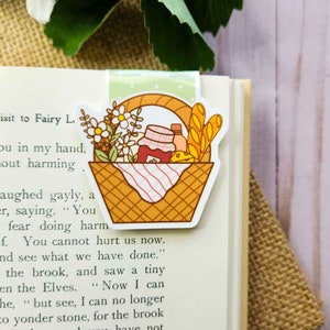 Picnic Basket Cottagecore Magnetic Bookmark, Magnetic Bookmark, Cute Bookmark