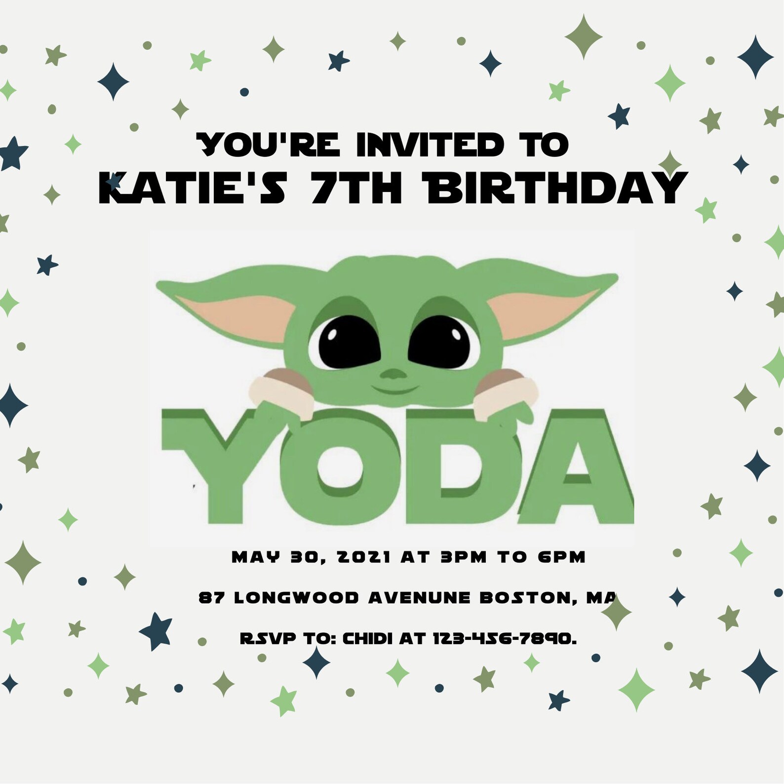 SpaceBaby Yoda Birthday Invitation Etsy