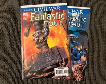 Fantastic Four # 536 y # 537 "Fantastic Four: Road to Civil War!" (Muy fino/Casi perfecto; Dr. Doom Reborn; Marvel Comics; 2006)