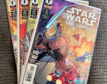 Star Wars: Consejo Jedi n.° 1-4. [VF; Primera aparición; Guerras Clon; Jedi; Mace Windu; Yoda; Antigua República; Dark Horse Comics; 2000]