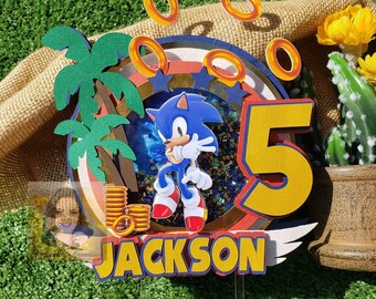 Sonic Cake Topper, inspiriert von Sonic The Hedgehog Cake Topper, Sonic Birthday Party, Sonic-Dekoration, 3D Cake Topper