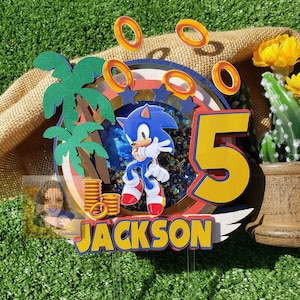 Sonic Cake Topper, Inspired Sonic The Hedgehog cake topper, Sonic Birthday Party, Sonic decorations, 3d shaker Cake Topper